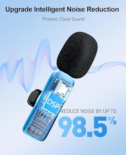 Image of MENERESAS 3-in-1 Mini Microphone for iPhone: Wireless Lavalier Microphones for iOS /Android /Camera - Noise Reduction Lapel Mic, Clip on Mic for Video Recording Vlog, YouTube