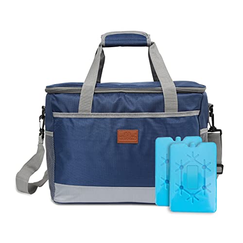 Jiubiaz 25L Kühltasche Groß Kühlkorb Kühlbox mit Kühlakku Wasserdicht lunchtasche Thermotasche Picknicktasche für Lebensmitteltransport,Picknickkorb, Blau Cover