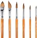 6Pcs Fan Brushes Multi-Color Soft Anti-Shedding Nylon Hair, Birch Wooden Long Handle Artist Paint Brush Set for Acrylic Watercolor Oil Painting-6 Sizes