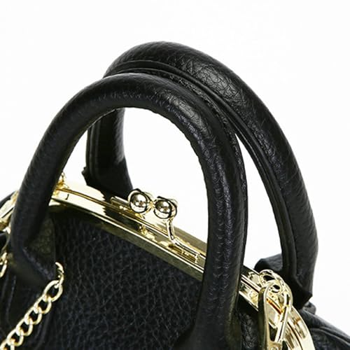 Mini Kiss Lock PU Leather Satchel Style Handbag Women Small Shoulder Crossbody Purse Commuter Tote Top Handle Everyday4