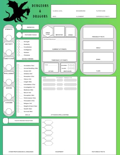 8.5x11 DND Campaign Journal: 5E Character Sheet Cover Lined Notebook for DND Players