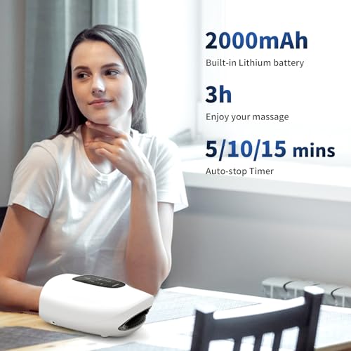 SHOISOWO Massageador de mão sem fio com calor, compressão, vibração, máquina massageadora portátil s