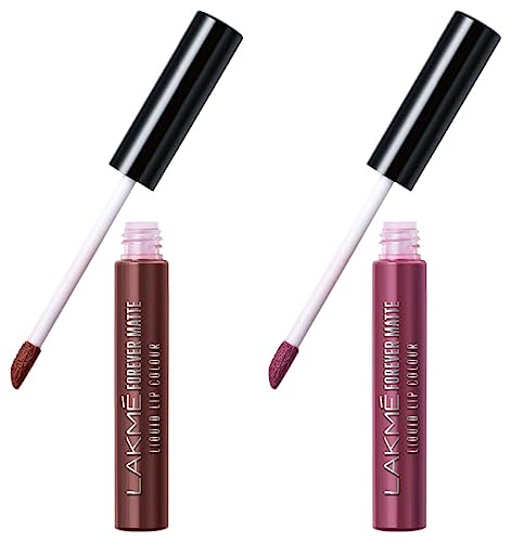 Image of LAKME Forever Matte Liquid Lip Colour, Mauve Ecstasy, 5.6 Ml & Lakme Forever Matte Liquid Lip Colour, Brown Espresso, 5.6 Ml