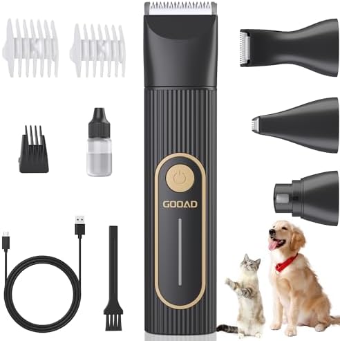 Dog Clippers for Grooming,Low Noise Paw Nail Trimmer, Quiet Dog Nail Grinder, Dog Trimmers Grooming Kit,Cordless Pet Hair Clippers, Shaver Clippers for Dogs Cats and Pets,Black
