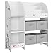 HOCSOK Scaffale Portagiochi Bambini, Scaffale Portaoggetti Multifunzionale, con 4 Cassetti in Stoffa, adatto per Cameretta, Soggiorno, Bianco, 92.2x30x100.2cm