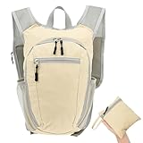 ZJRDYYK Mochila pequena de caminhada de 10 L com alça no peito, impermeável, dobrável, leve, embalável, pequena mochila para mulheres e homens, Bege, 10L