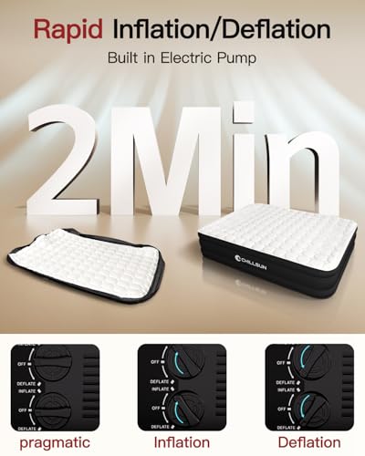 Image of CHILLSUN Twin Air Mattress with Built in Pump, 2025 Upgraded 18 inch Raised Comfort Blow up Mattress, Durable Inflatable Mattress Air Bed for Guests & Home, Colchon Inflable Airbed 700lbs Max