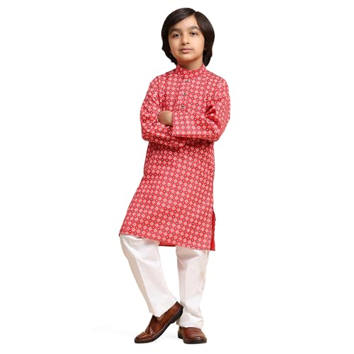 Image of Pro-Ethic Style Developer Boys Silk Floral Kurta Pajama Ethnic Wear Set | Cotton Kurta Pajam