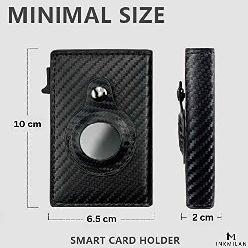 Image of INKMILAN Men's Slim Airtag Pop-Up Wallet Version 2 Credit Card Holder, RFID Blocking Anti-Loss Money Purse Ideal Gift for Men (No AirTag Included) (Carbon Fiber)
