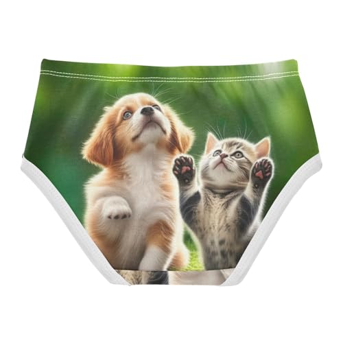 Cute Playful Puppy Kitten Girl Panties Cute Girls Underwear Toddlers Cotton Flower Undies Kids Briefs 2t2