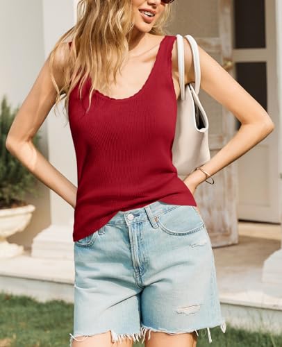 Image of Tankaneo Womens V Neck Tank Tops 2026 Sleeveless Ribbed Knit Shirts Summer Casual Sexy Sweater Vest