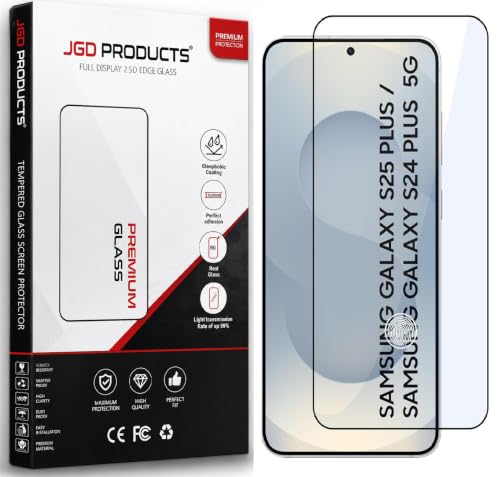 Image of JGD PRODUCTS 100% Fingerprint Unlock Military-Grade Gorilla Tempered Glass for Samsung Galaxy S24 Plus 5G with Edge to Edge Coverage - Case Friendly, Anti-scratch and Bubble free With installation kit
