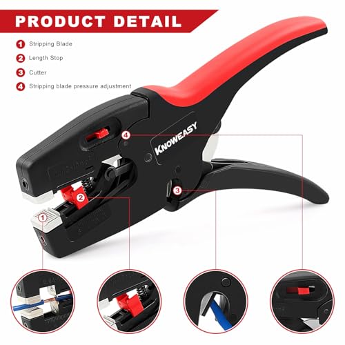 Image of Knoweasy Upgraded Wire Stripper : 2-in-1 Heavy Duty Wire Stripper Plier and Cutter for 32-7 AWG (0.03mm-10mm), Essential Stripping and Cutting Tool for Professionals and DIY Enthusiasts