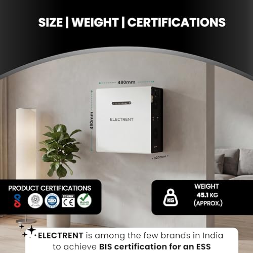 Image of ESS 2500 in-Built Lithium Inverter Battery 2500VA with 25.6V /100Ah Battery for Home Office & Shop | Fast Charging | Compact & Long Life Backup | Wall Mountable | Maintenance-Free