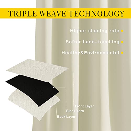 NICETOWN Room Darkening Beige Curtain 84 inch Length - Grommet Solid Thermal Insulated Doorway Drape Blackout Curtain Sound Reducing for Bedroom/Living Room (1 Panel, W66 X L84)