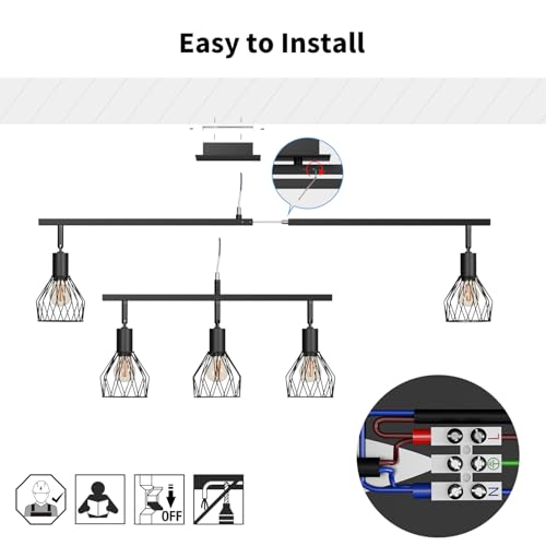LVWIT Ceiling Lights,Ceiling Spotlights,Industrial 5 Way Kitchen Lights Ceiling,Adjustable E14 Black Ceiling Spot Lights,Indoor Spot Light for Living Room Lights Ceilings(NO Bulbs) - Cosy Home Interiors LVWIT Ceiling Lights,Ceiling Spotlights,Industrial 5 Way Kitchen Lights Ceiling,Adjustable E14 Black Ceiling Spot Lights,Indoor Spot Light for Living Room Lights Ceilings(NO Bulbs) - Image 4