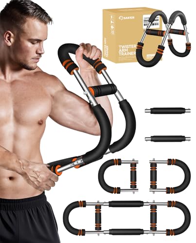 Saker Twister Arm Trainer, Adjustable Chest Workout Equipment,Forearm Strengthener, Portable Power Twister Bar, Detachable Design Fitness Anywhere(20-60lb)