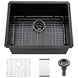 VASOYO - Fregadero de lavandería negro de 23 pulgadas x 18 x 13 pulgadas, fregadero de lavandería para exteriores