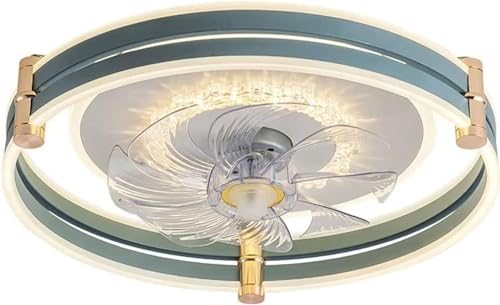Ventilador de techo con luz, 3 velocidades y lámpara colgante azul 2