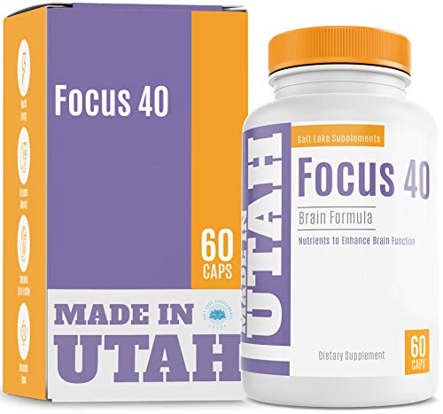 Salt Lake Supplements Brain Booster Focus 40 Brain Formula is a Powerful Nootropic and Brain Supplement that Supports Mental Alertness, Memory, Focus, and Concentration - Made in Our Lab in Utah Salt Lake Supplements Brain Booster Focus 40 Brain Formula is a Powerful Nootropic and Brain Supplement that Supports Mental Alertness, Memory, Focus, and Concentration - Made in Our Lab in Utah