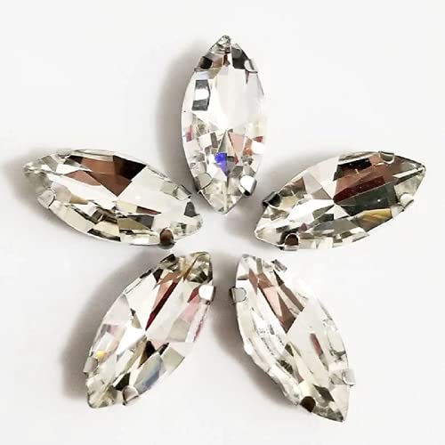 Image of 7X15Mm Clear White Horse Eye Shape Crystal Flatback Sew On Rhinestones Diy Embroidery Material Embroidery Kit 90Pcs