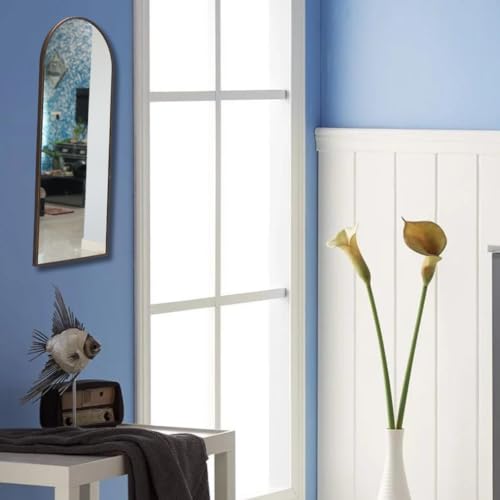 Image of Quality Glass Modern Elegance Semi Circle Wall-Mounted Mirror Metal Framed Wall Mirror Bathroom Mirror Living Room Mirror Home Decor Mirror 24 x 60 Inches Color Antique Gold MF 89