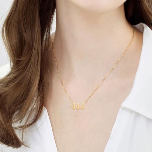 Old English 444 Angel Number Pendant Necklace for Women Aesthetic Accessories Jewelry Gold2