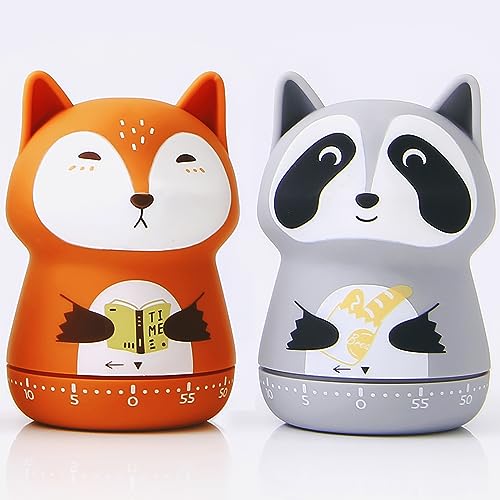 ELE DEPI 2 Pack Cute Kitchen Timer,100% Mechanical Timer for Kids,60 Minute Egg Timer for...