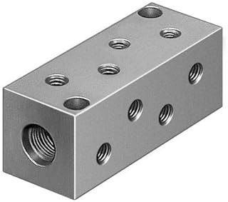 FESTO FR-12-M5 4.1 MM Nominal Size, 1X Female G1/8 Thread, 1X Female M5 Thread, (4525), 12 OUTPUTS, -10 to +60 Degrees C, Compressed AIR, 0 to 16 BAR, Distributor Block, Aluminum