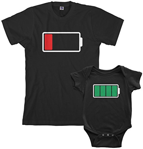 Image of Threadrock Full and Low Battery Infant Bodysuit & Men's T-Shirt Matching Set