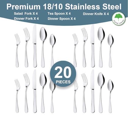 FlyingLeaves-Premium-20-Piece-1810-Stainless-Steel-Silverware-Set-for-4-Elegant-Cutlery-Set-with-Forks-Knives-Spoons–Dishwasher-Safe-Kitchen-Utensils-for-Home-Restaurant-and-Events FlyingLeaves Premium 20 Piece 1810 Stainless Steel Silverware Set for 4 Elegant Cutlery Set with Forks Knives Spoons–Dishwasher Safe Kitchen Utensils for Home Restaurant and Events