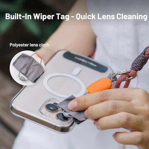 PGYTECH LinkGo Adjustable Phone Strap with Lens Cloth, Anti Theft and Quick Release Bead for iPhone & Android Smartphones, Cell Phone Neck Lanyard for Daily & Outdoor Activities, Skin-Friendly, Black — view 3