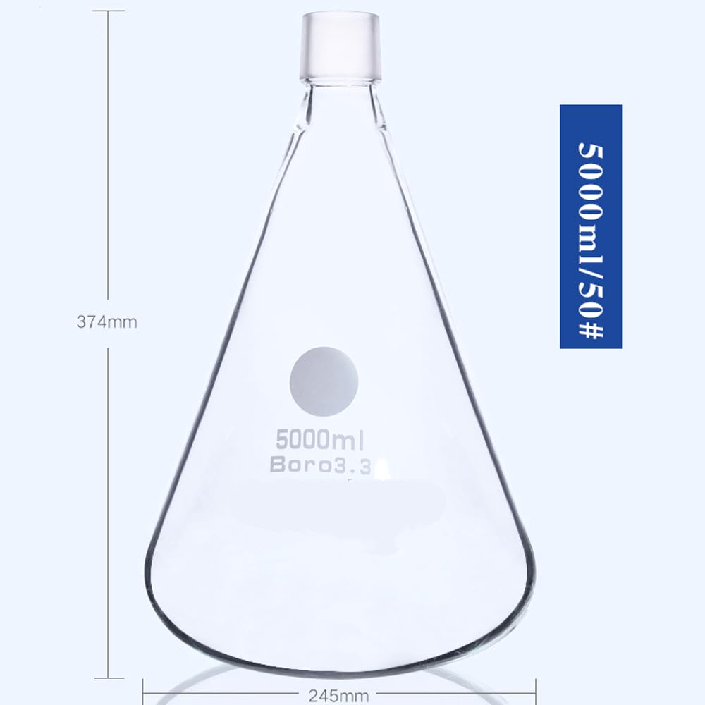 Matraz Erlenmeyer Graduado de Borosilicato, Matraz cónico de boca esmerilada de vidrio de 250 ml a 2000 ml for kit de filtración con núcleo de arena, experimento de laboratorio(1000ml 40-38)