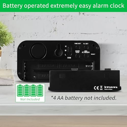Image of KWANWA Small Digital Alarm Clock, 1.2inch Dark Blue LED Digits, Adjustable Brightness, Dim Night Model, 12H /24H, Battery Operated, Wall Mount, Snooze, Clock for Kids Bedroom, Small Travel Clock