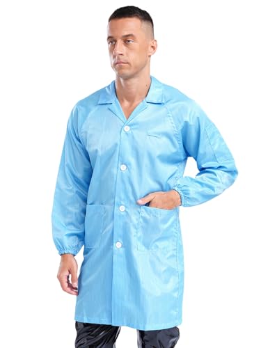 Image of Lapel Lab Coat Science Jackets for Mens Unisex Long Sleave Non-disposable Workwear Uniform