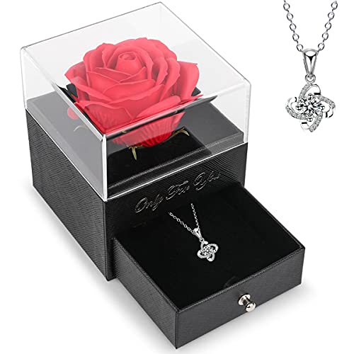 Rose Eternelle sous Cloche,Cadeau Femme,Romantiques Cadeau pour Maman Anniversaire Femme,Coffret Cadeau pour Femme,Mamie,Maman,Saint Valentin Cover