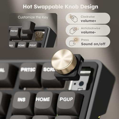 Image of RK ROYAL KLUDGE R87 Pro Wired Mechanical Keyboard with Hot Swappable Knob 75% Creamy Gaming Keyboard 88 Keys TKL Gasket Mounted RGB Backlit with QMK /VIA, MDA Profile, Linear Creamy Switch, Black