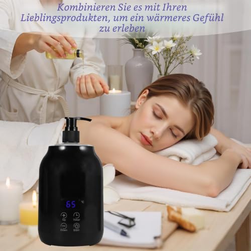 Öl Wärmer für Massage,250ml Massageöl-Heizung Mit LED Anzeige,Elektrische massageöler wärmer Creme beheizt Spender Gua Sha Roller Kit für Spa,Salon und Home Use