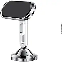 Suporte Celular Automotivo Magnético 360°, Liga de Alumínio, Prateado com Preto, 6x8.5x3.5cm, Universal para Ar Condicionado, com 8 Ímãs