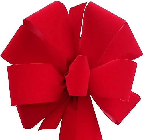 12-Pack 10"x26" Red Velvet Christmas Wreath Bows, Indoor/Outdoor Artisanal Décor