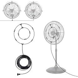 Fan Misting Kit for Outside Patio 35FT, Outdoor Fan Misters Cooling System. | Double-Loop Water Mist for Backyard, Porch, Umbrella,Deck,Canopy,Pergola,Pool. Yard BBQ Accessories, Party Supplies