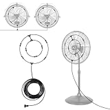 Fan Misting Kit for Outside Patio 35FT, Outdoor Fan Misters for Cooling System, Double-Loop Water Mist for Backyard, Porch, Umbrella,Deck,Canopy,Pergola,Pool. Yard BBQ Accessories, Party Supplies