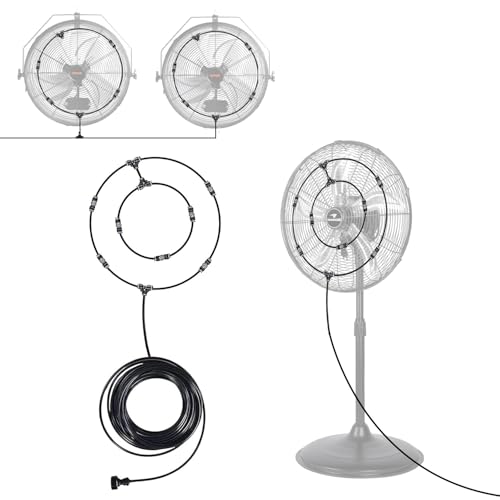Image of Fan Misting Kit for Outside Patio 35FT, Outdoor Fan Misters for Cooling System, Double-Loop Water Mist for Backyard, Porch, Umbrella,Deck,Canopy,Pergola,Pool. Yard BBQ Accessories, Party Supplies