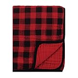 Hudson Baby Unisex Baby Muslin Tranquility Quilt Blanket, Buffalo Plaid, One Size