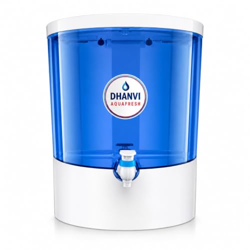 Image of DHANVI Aqua Fresh ISI Mark Water Purifier for Home | RO Water Purifier with Active Copper | UV Sanitization in Tank | 10L Storage | Food Grade ABS Body | Suitable for Borewell