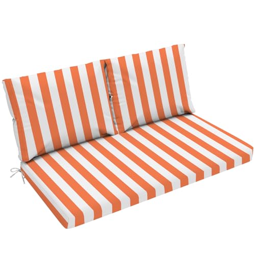 zanwu hwyd Outdoor Loveseat Cushions Set 48x24x4 Inch, Orange Stripe