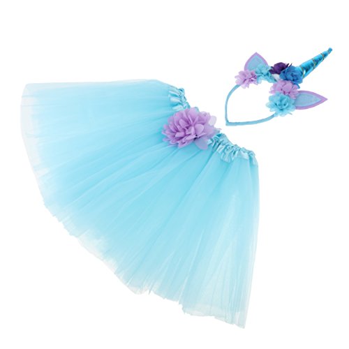 Harilla 2x Bebê Meninas Tutu Vestido com Saia Unicórnio Faixa para Cabelo de Primeiro Aniversário -