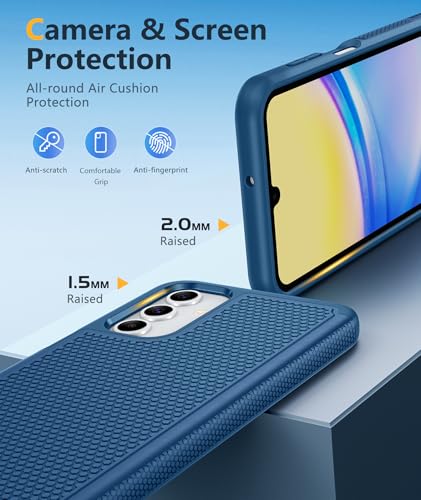 Image of FNTCASE for Galaxy A15-5G Phone Case - Samsung A15 5G Military Grade Drop Protection, 14ft Drop Tested, Screen Protector Included, Anti-Slip Matte Textured, TPU+PC Dual Layer Shockproof Cover (Blue)