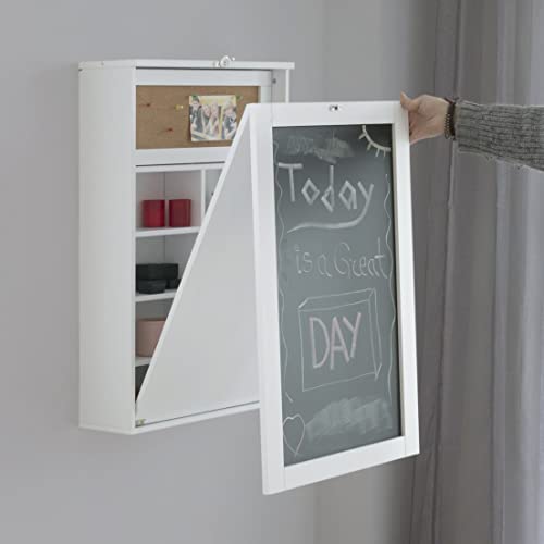 Mesa plegable de pared con estantería interna escritorio abatible blanco 2