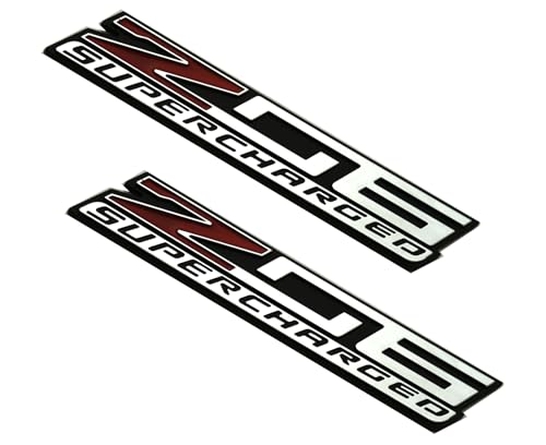 Image of 2Pcs New Z06 Blown Supercharged Engine Emblems 3D Badges Nameplate Compatible with Chevy Corvette (Chrome Red)